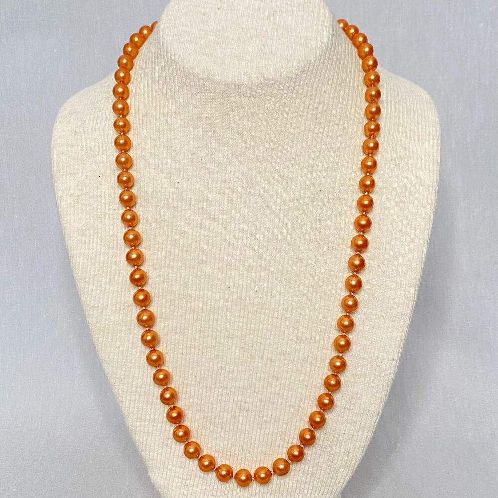 💎Classic Necklace Knotted Lightweight Cider Orange Acrylic Beads